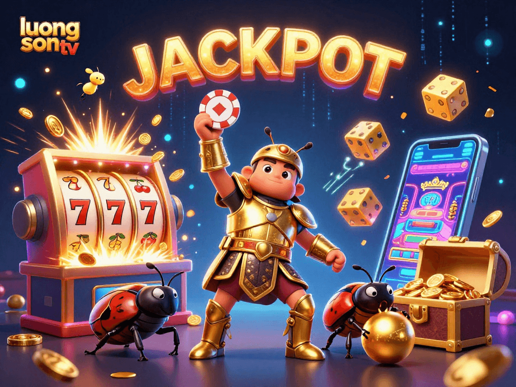 Experience excitement with luong son tv, featuring a vibrant hercules beetle celebrating a huge jackpot.