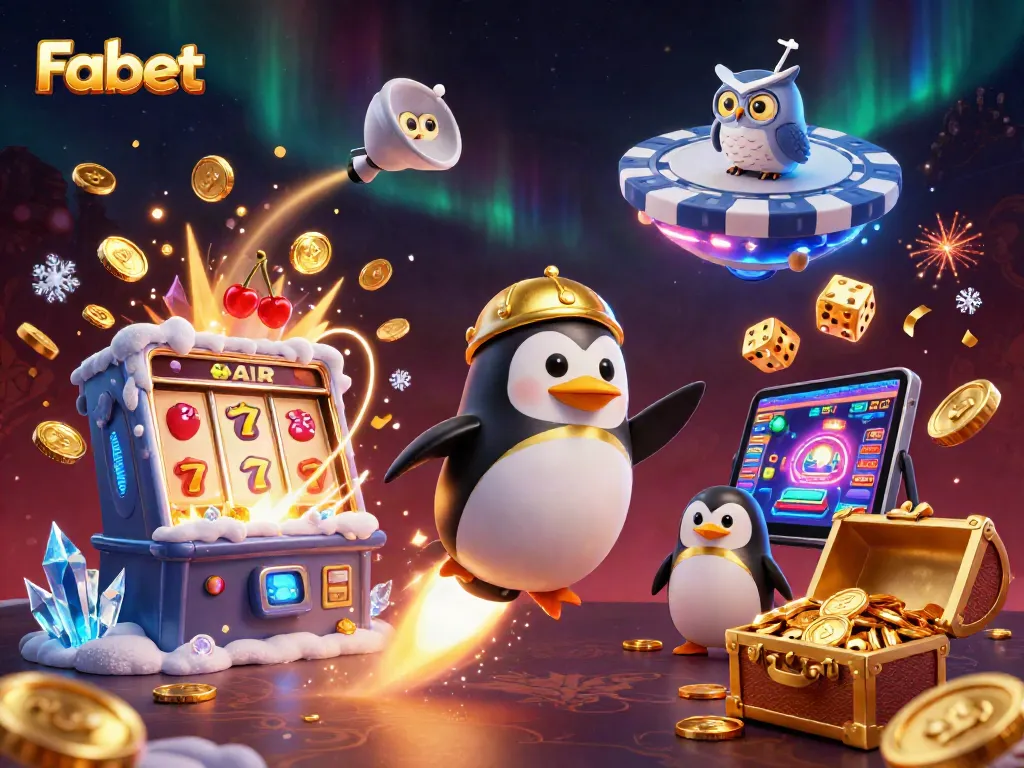 Fabet's mesmerizing golden penguin rocket showcases thrilling casino adventures with vibrant symbols and dynamic action.