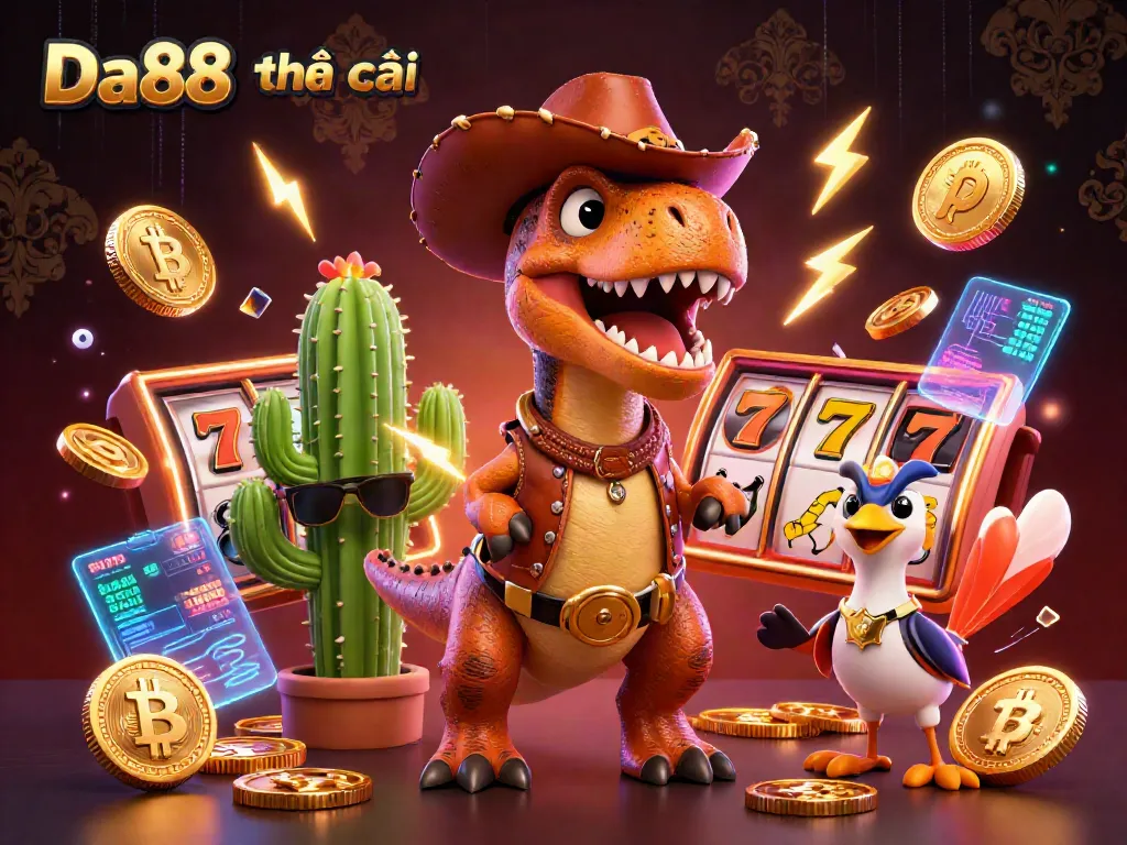 Experience the thrill of Da88 nhà cái with slot reels and jackpot elements in a vibrant scene.