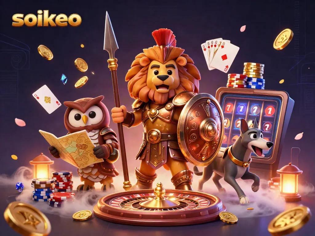Engaging scene showcasing soikeo's vibrant casino experience with dynamic characters and gaming elements.