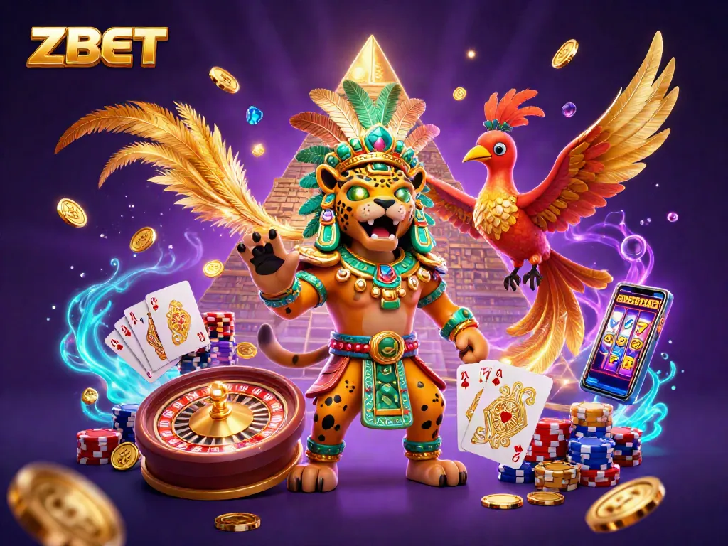Experience ZBET with a vibrant scene of casino excitement featuring stunning characters and game elements.