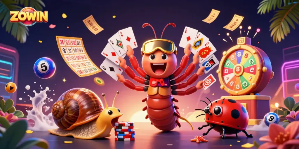 ZOWIN brings excitement to gamblers with vibrant cards and colorful lottery elements.
