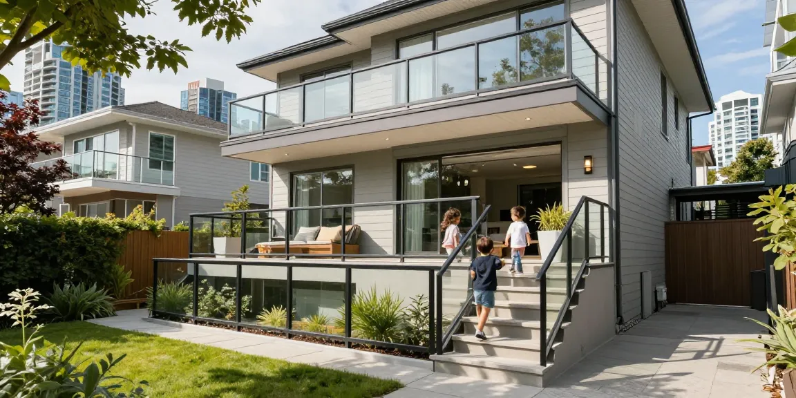 Custom railing vancouver design showcased on a modern home balcony in Vancouver.